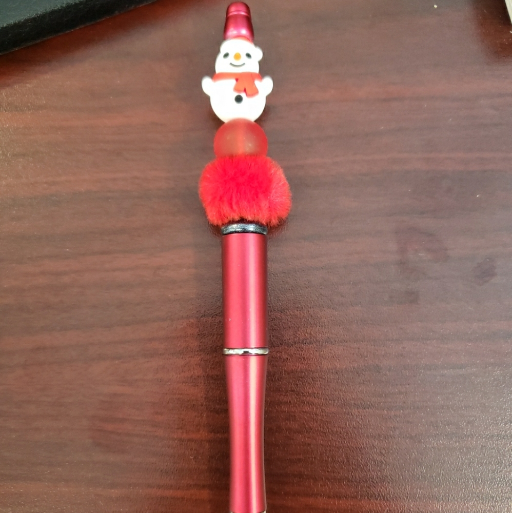 New Handmade 3D Snowman Beaded Refillable Pen
